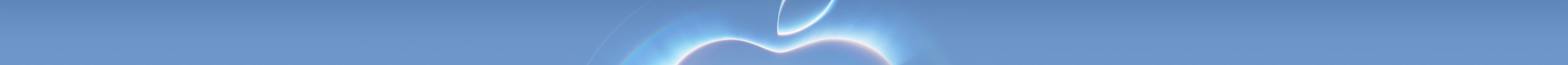 Official Apple September event visual in a wide iridescent banner format.