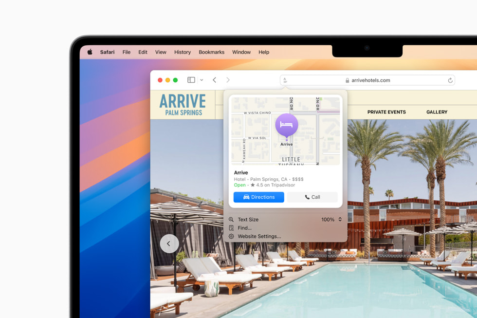 Safari browser interface shown in an official Apple image.