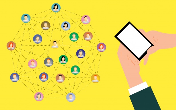 Digital network illustration representing a marketing channel mix
