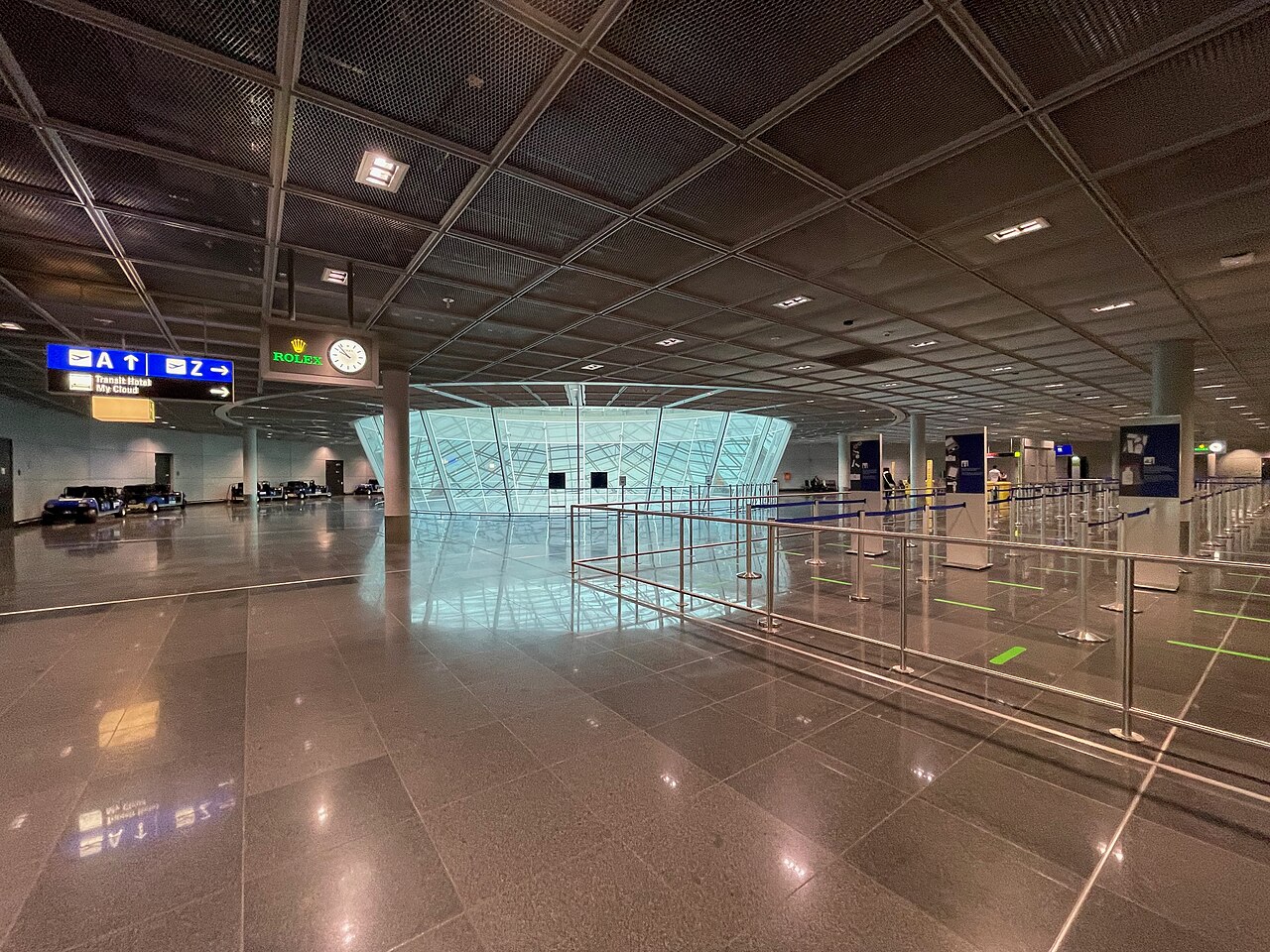 Atrium and transit security area inside Frankfurt Airport Terminal 1 Concourse A.