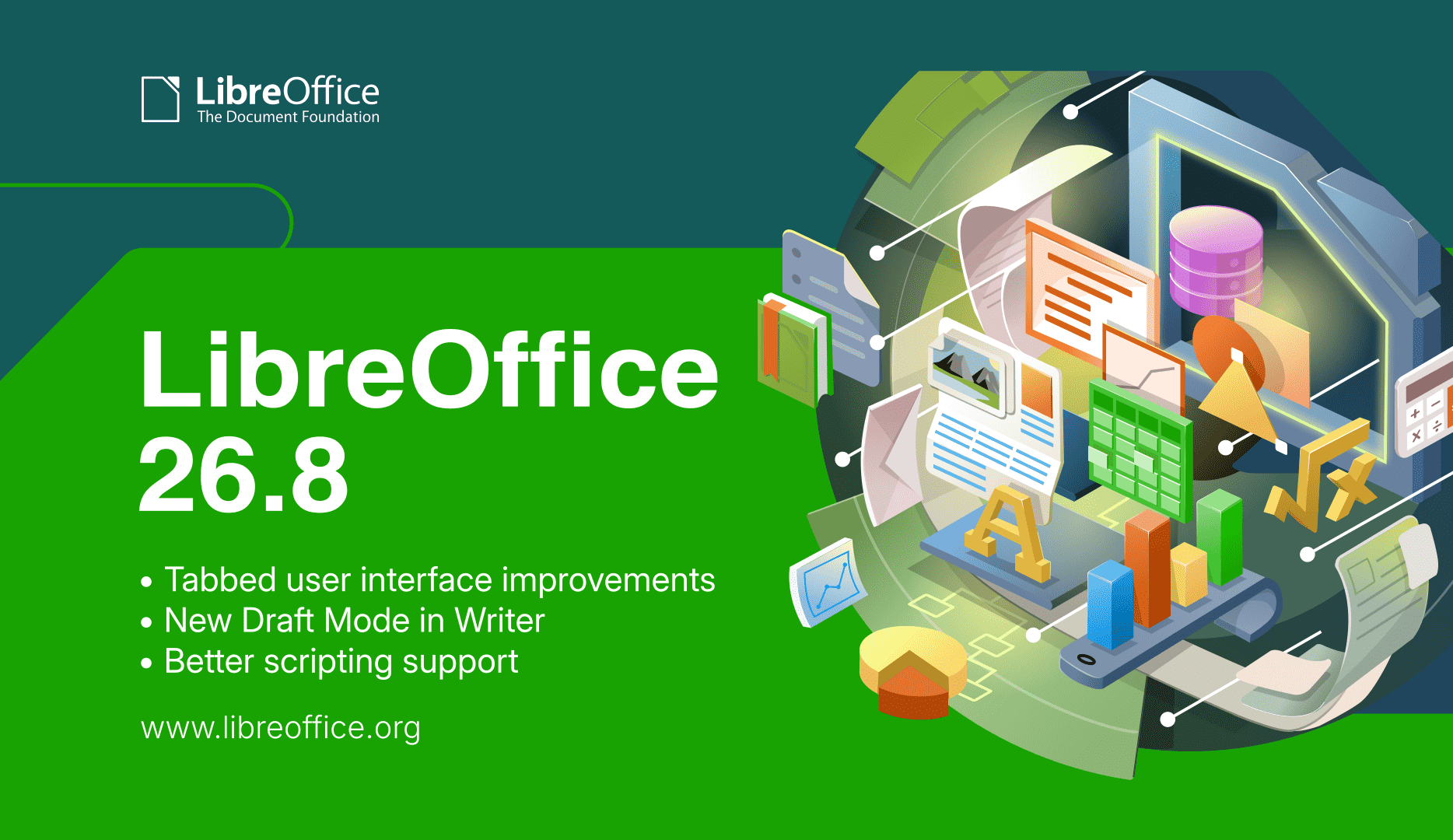 Official LibreOffice 26.8 release graphic from The Document Foundation.