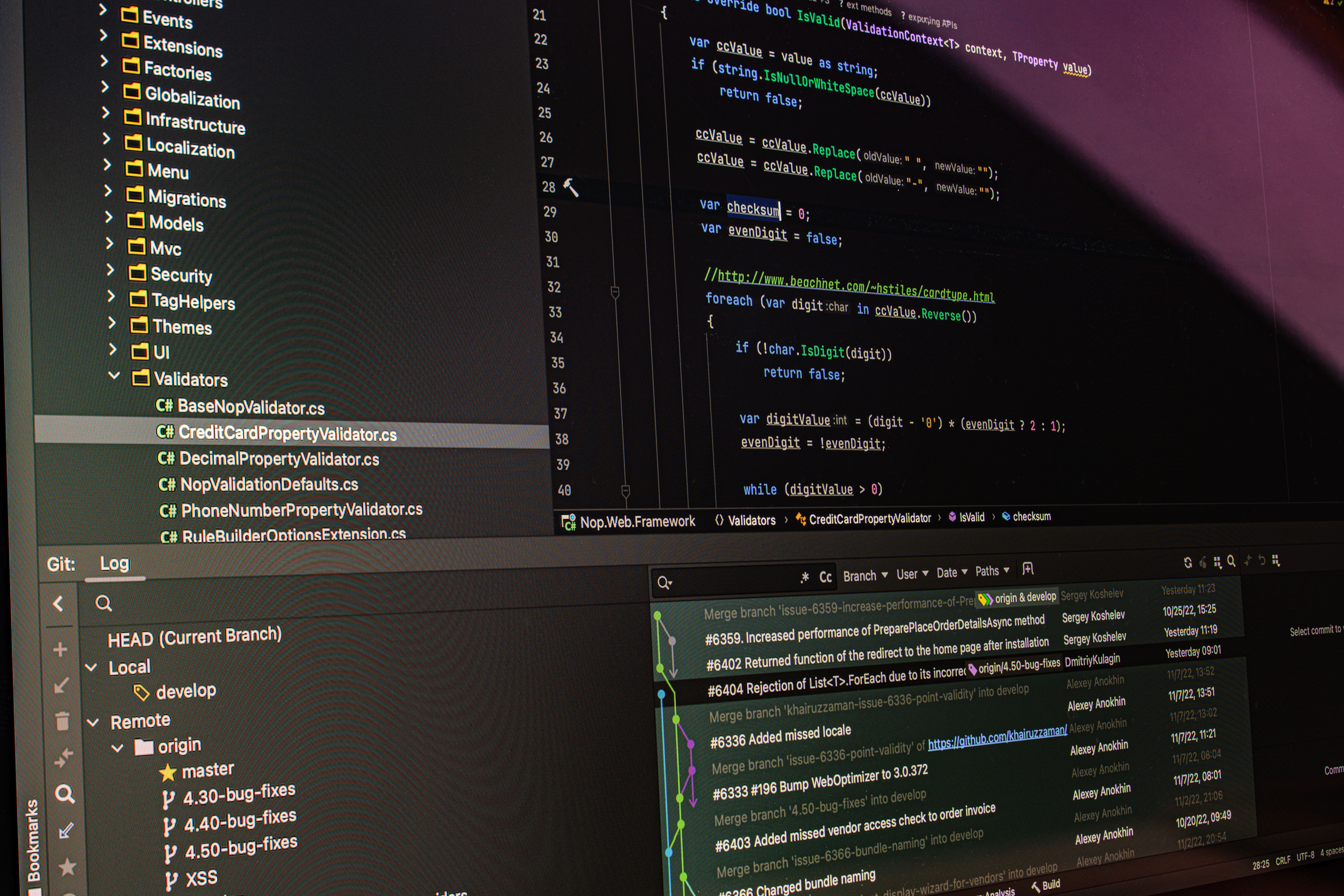 Illustration photo of code and version-control tools on a computer screen