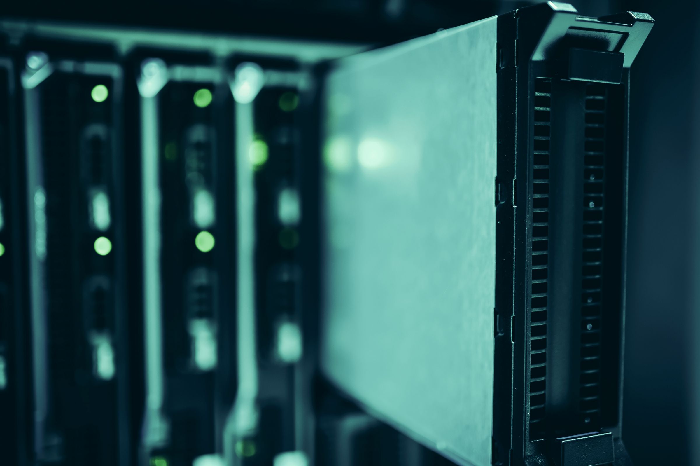 Illustration photo of active data-centre server racks