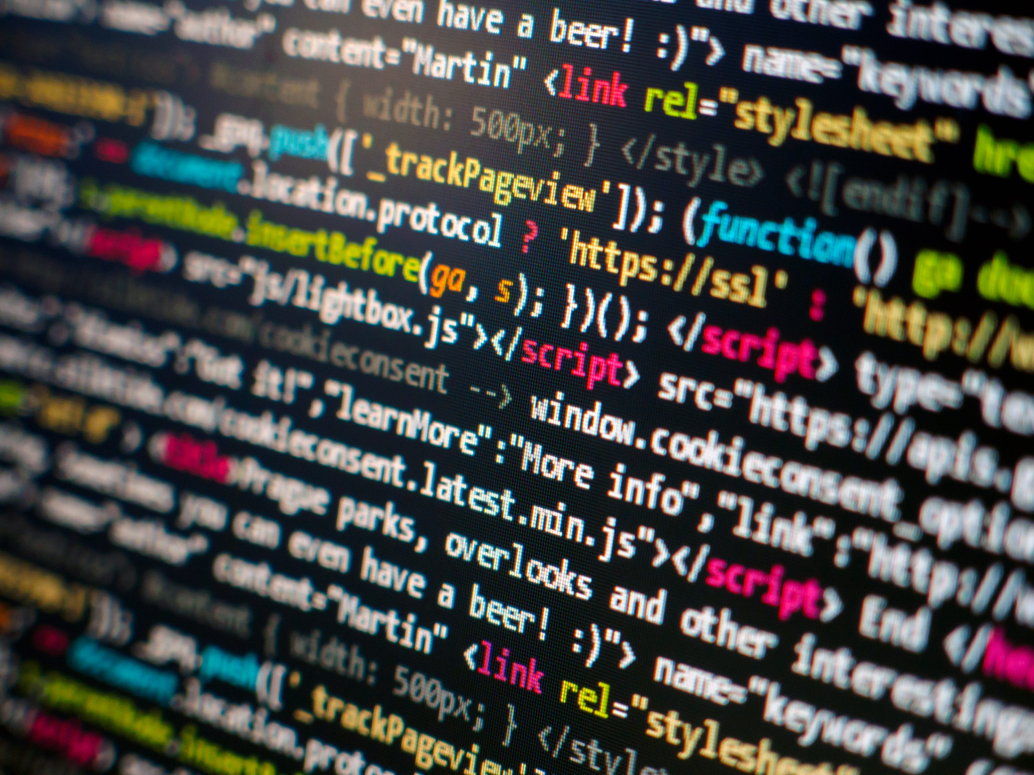 Programming code representing structured data and schema markup